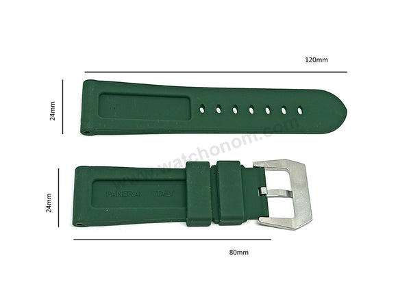 Fits/For Panerai Luminor Marina PAM01314 , PAM01356 - 24mm Forest Green Rubber Replacement Watch Band Strap