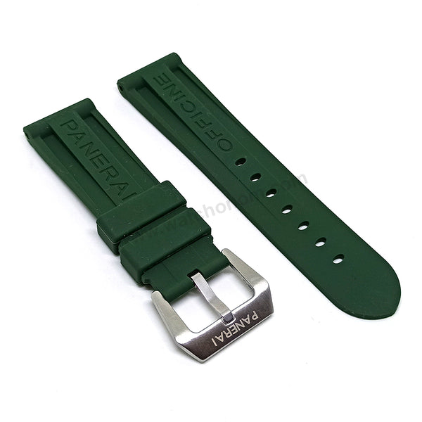 Fits/For Panerai Luminor Marina PAM01314 , PAM01356 - 24mm Forest Green Rubber Replacement Watch Band Strap