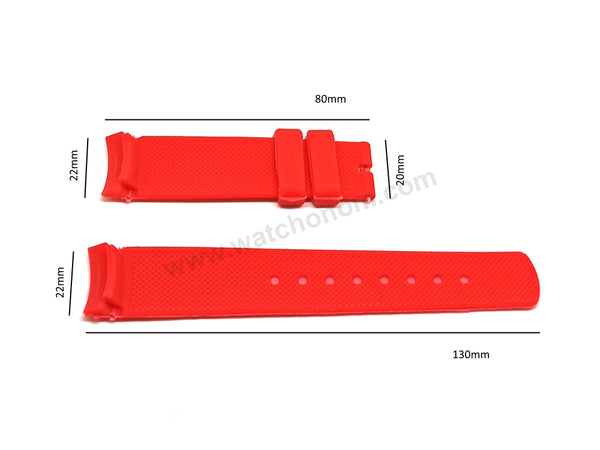Fits/For Nautica A14561G - 22mm Red Rubber Replacement Watch Strap Band