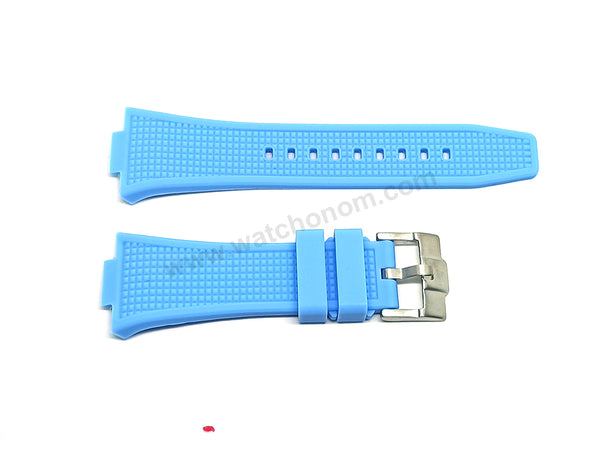 Fits/For Tissot PRX T137.407.11.351.00 - 12mm Light/Baby Blue Rubber T605046447 Replacement Watch Strap Band