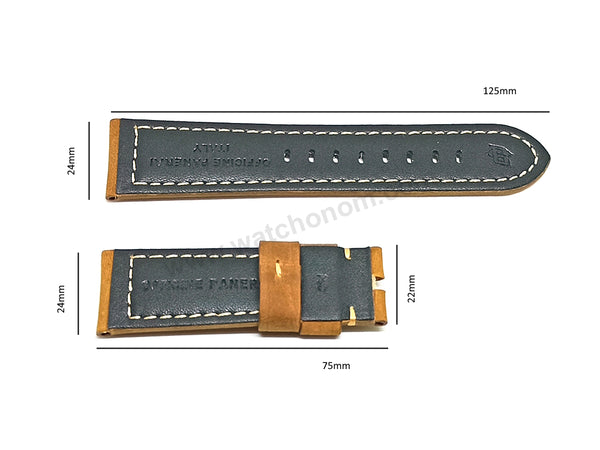 Fits/For Panerai Radiomir 44mm PAM00613 - 24mm Tan/Light Brown Suede Leather Replacement Watch Band Strap