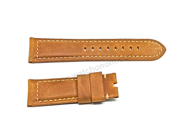 Fits/For Panerai Radiomir 44mm PAM00613 - 24mm Tan/Light Brown Suede Leather Replacement Watch Band Strap