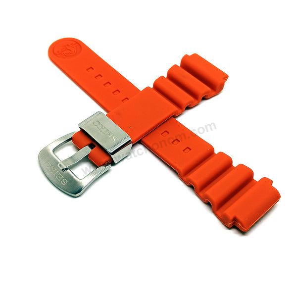 Fits/For Seiko Prospex Sea 4R36-11L0 - SRPH35K1 - 22mm Replacement Orange Rubber Watch Band Strap Belt