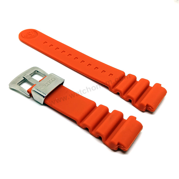 Fits/For Seiko Prospex Sea 4R36-11L0 - SRPH35K1 - 22mm Replacement Orange Rubber Watch Band Strap Belt