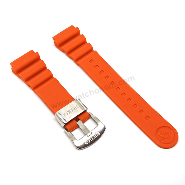 Fits/For Seiko Prospex Sea 4R36-11L0 - SRPH35K1 - 22mm Replacement Orange Rubber Watch Band Strap Belt