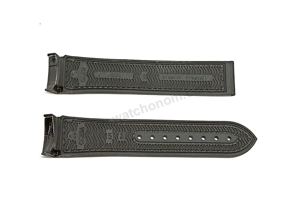 Fits/For Omega Seamaster Planet Ocean 600M 215.33.46.51.01.001 - 22mm Black Leather on Rubber Watch Strap Band
