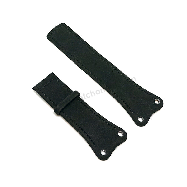Fits/For Tag Heuer West Mclaren 2014 - Black Suede/Nubuck Leather Replacement Watch Band Strap
