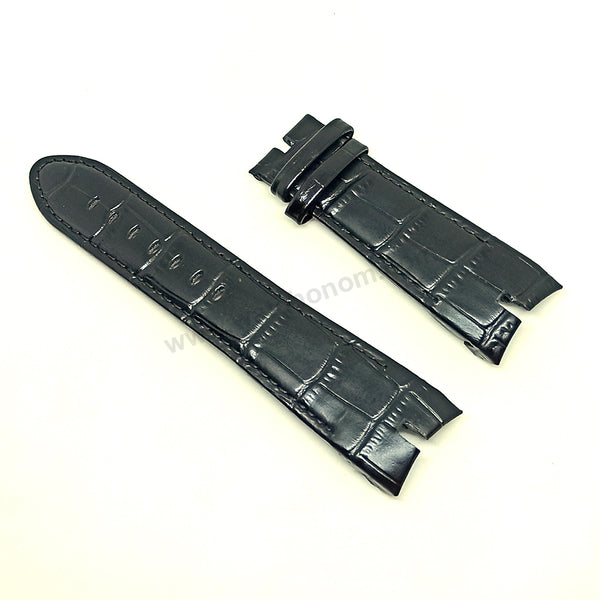 Fits/For Roger Dubuis Excalibur - 26mm Black Leather Replacement Watch Band Strap Belt