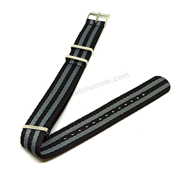 Fits/For Omega Seamaster Diver 300 M 210.92.44.20.01.002 - Black Gray Replacement Fabric Nylon Nato Watch Band Strap Bangle