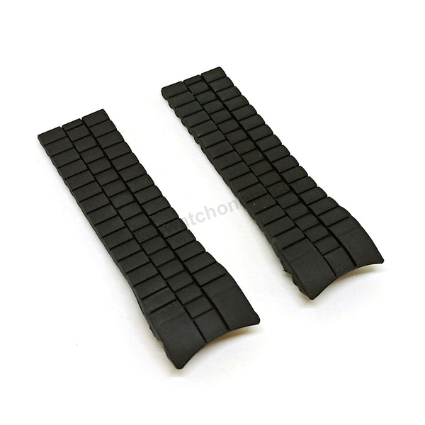 Fits/For Porsche Design - 25mm Black Rubber Replacement Watch Band Strap
