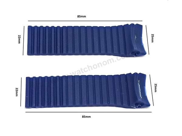 Fits/For Porsche Design - 25mm Navy Blue Rubber Replacement Watch Band Strap