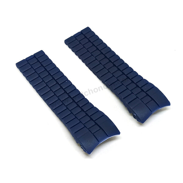 Fits/For Porsche Design - 25mm Navy Blue Rubber Replacement Watch Band Strap