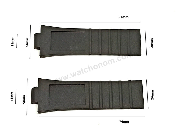 Fits/For Oris TT1 Divers 668-76** - 11mm Black Rubber Replacement Watch Band Strap