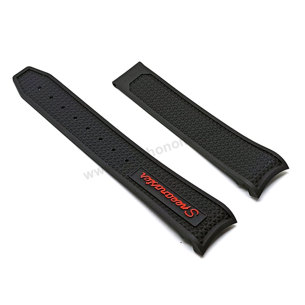 Fits/For Omega Speedmaster Racing- 21mm Black Rubber with Red Text Replacement Watch Band Strap