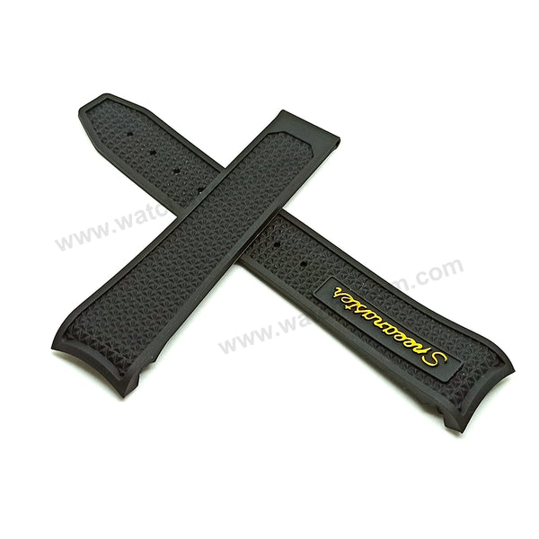 Fits/For Omega Speedmaster Racing- 21mm Black Rubber with Yellow Text Replacement Watch Band Strap