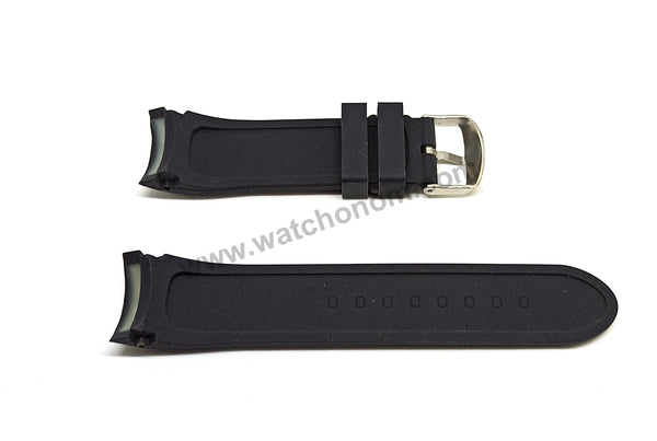 Compatible for Porsche Design Regulator - 24mm Black Curved end Rubber Tire Pattern Replacement Watch Band Strap