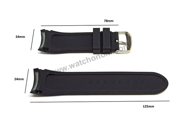 Compatible for Porsche Design Regulator - 24mm Black Curved end Rubber Tire Pattern Replacement Watch Band Strap