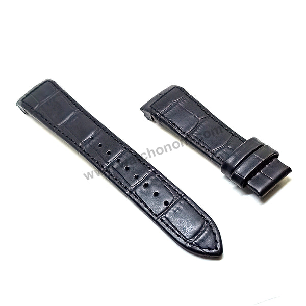 Seiko Premier 4R39-00L0 - SSA213J2 , SSA275J2 , SSA277J2 , SSA245J9 , SSA278J1 Compatible for 21mm Black Genuine Leather Curved end Replacement Watch Band Strap
