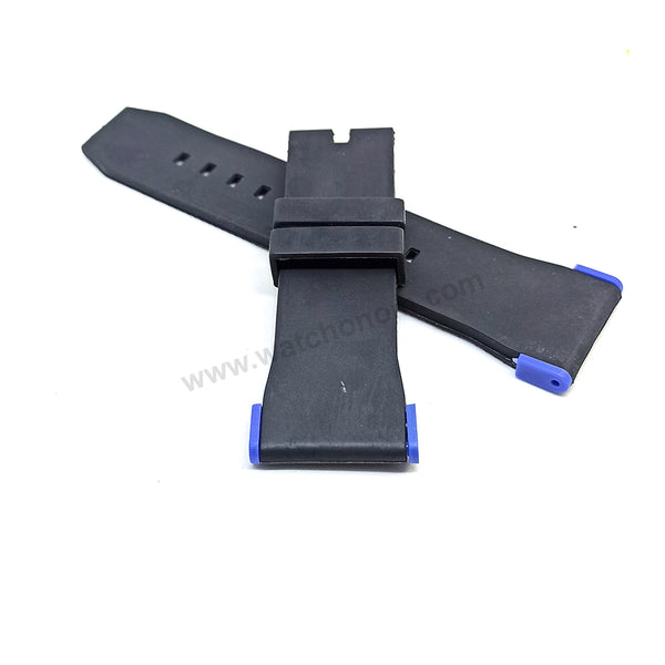 Fits/ For Puma Ultrasize PU102941002 , PU103461005 , PU103461010 , PU103461021 , PU103911003 , PU103911009 , PU103911013 , PU103981006 - 28mm Black Rubber Replacement Watch Band Strap (with blue lug parts)