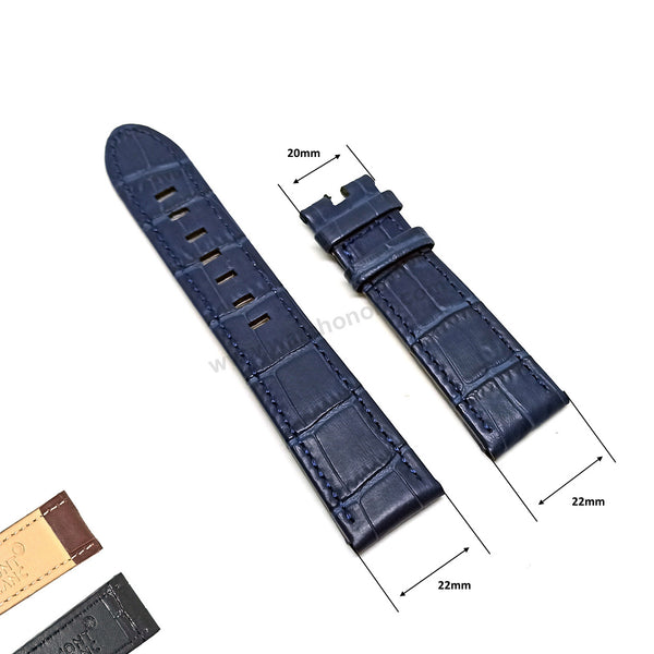 Fits/For MontBlanc Timewalker - 22mm Black , Blue , Brown Replacement Genuine Leather Watch Band Strap