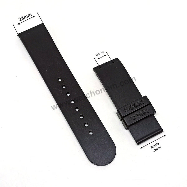 U-Boat 8050 , 8091 , 8092 , 8107 - Compatible with 23mm Black Rubber Replacement Watch Band / Strap