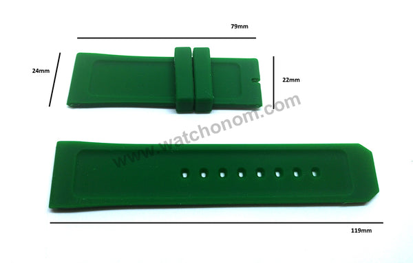 Burberry Endurance BU7764 - 24mm Green Rubber Silicone Watch Band Strap