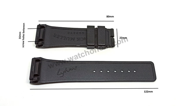 16mm Black Rubber Silicone Watch Band Strap Compatible For Franck Muller Lykan