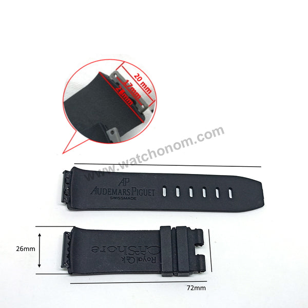 27mm Black Rubber Silicone Screw mount Lug Replacement Watch Band Strap Compatible with AP Audemars Piquet Royal Oak OFFSHORE 26560IO , 26577TI , 26221FT