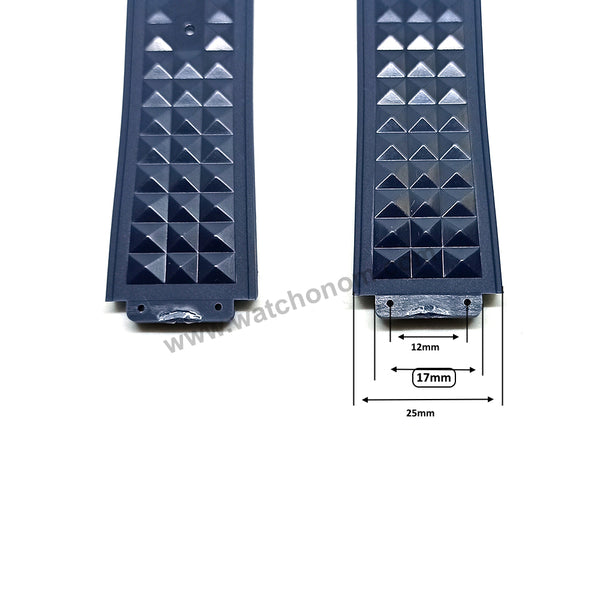 17mm Black and Navy Blue Rubber Watch Band Strap Compatible with Hublot Bigbang Depech Mode 44mm