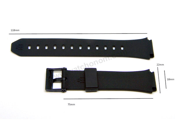 Fits/For Casio F-201W , F-201WA , F-201WAM - 18mm Black Rubber Silicone Watch Band Strap Belt
