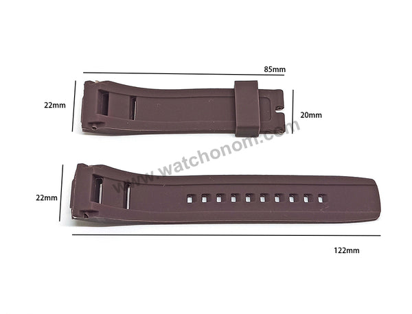 Seiko Velatura 5D44-0AH0 , 7T62-0LF0 , 7D48-0AN0 , 5D44-0AJ0 , 7T62-0LF0 , 7D48-0AN0 - 22mm Brown Rubber Watch Band Strap