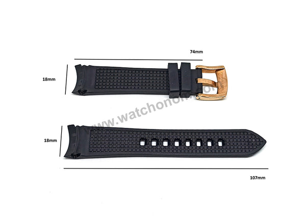 Compatible Emporio Armani 18mm Black Rubber Curved end Replacement Watch Band Strap