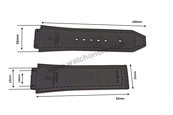 19mm Blue Suede Leather On Black Rubber Replacement Watch Band Strap Compatible with Hublot 45mm cases