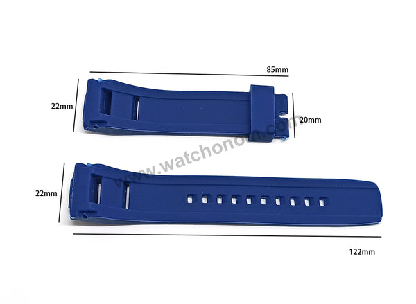 Seiko Velatura 7D48-0AN0 - SNP103P1 , SNP120P1 , SNP121P1 - 22mm Navy Blue Rubber Watch Band / Strap