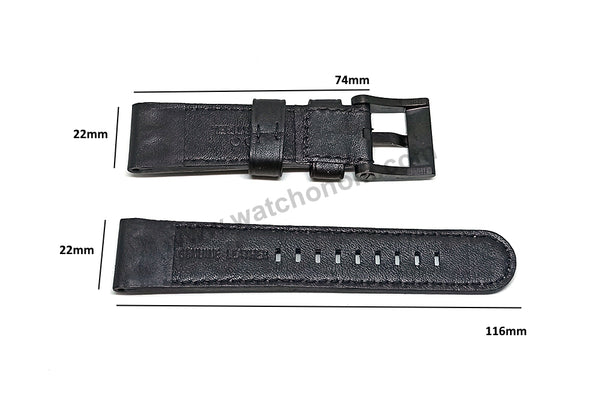 22mm Black Genuine Leather Watch Band Strap Compatible For TW Steel CE1031 , CE1032 , CE1033 , CE1034 , CE1033R , CE1034R , CEB103 , CEB115 , CEB116 , NR6 , CE1052 , CE1051