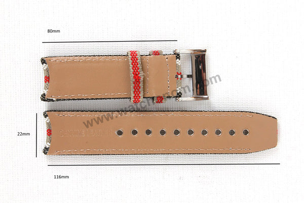 Fits/For Burberry Endurance BU7600 , BU7601 , BU7680 - 22mm Fabric Canvas Leather Watch Band Strap Belt