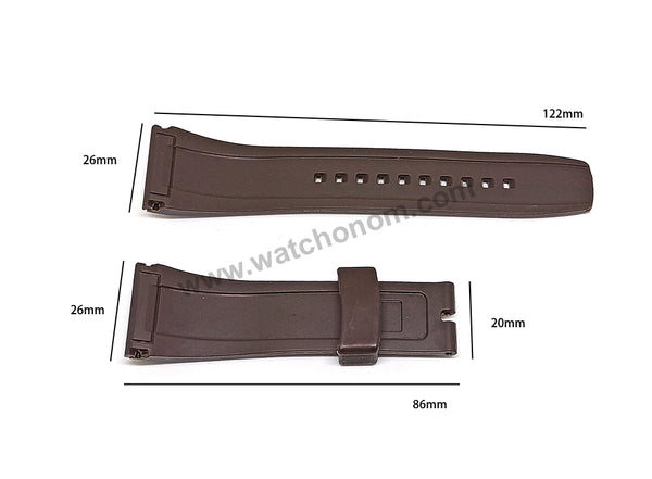 Seiko Velatura 5D44-0AE0 - SRH011P1 , 7T84-0AC0 - SPC041P1 -- 26mm Brown Rubber Watch Band Strap