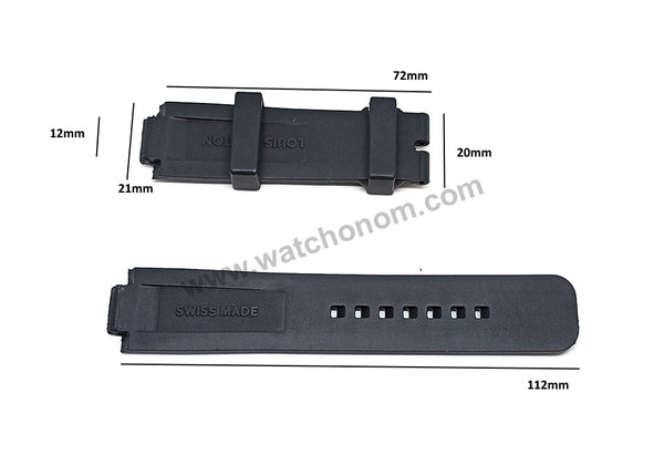 12mmx21mm Black HQ Rubber Watch Band Strap Compatible For Louis Vuitton LV Tambour Series