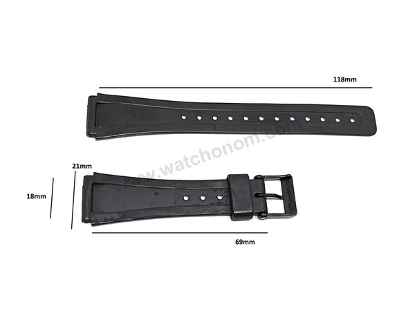 Genuine Casio AQ-8 , AQ-16W , AQ-48 , AQ-51 , F-89 fits/for 18mm Black Rubber Replacement Watch Band Strap - NOS Authentic