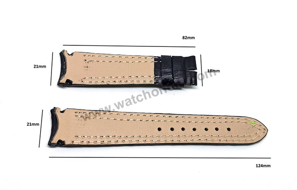 21mm Handmade Black Genuine Leather Watch Band Strap Compatible For Seiko Sportura SNAE95P2 - 7T62-0LA0