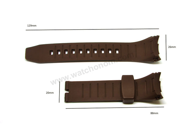 Fits/For Seiko Lord Chronograph 7T04-0AP0 - SPC194P1 , SPC196P1 - 26mm Brown Rubber Replacement Curved End Watch Strap