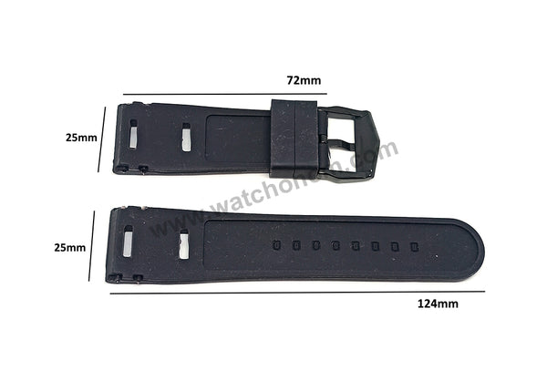 25mm Black Soft Silicone Watch Band Strap Compatible For Jorg Hysek Abyss