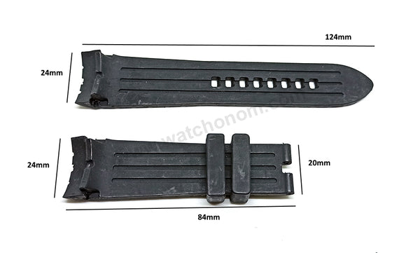Fits/For Graham Silverstone - 24mm Black Rubber Replacement Tire Pattern Curved end Watch Band Strap Belt