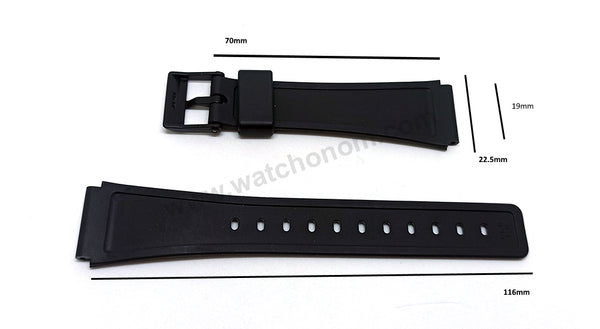 Original Casio W-73 World Time Map - Replacement Watch Band Strap - 19mm Black Rubber Genuine NOS