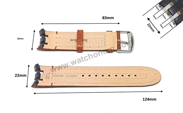 Swatch Irony Retrograde Genuine Leather Replacement Watch Strap Band - 22mm Black , Brown , Navy Blue
