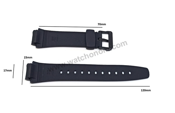 Fits/For Casio AQ-160W , AQ-161 , AQ-162 , AQ-163W Black Rubber 17mm Replacement Watch Band Strap