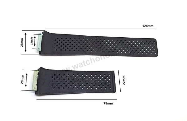 Fits/For Tag Heuer Mclaren 116m - 20mm Screw link lug Black Perforated Rubber Replacement Watch Band Strap Belt