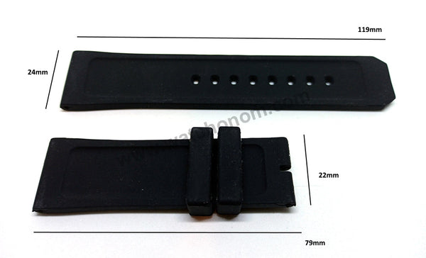 Burberry Endurance BU7710 , BU7713 , BU7715 , BU7761 - 24mm Black Rubber Silicone Watch Band Strap