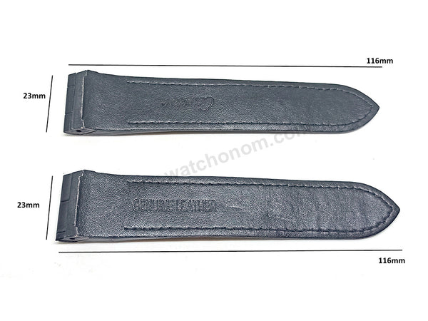 23mm Black Genuine Leather Replacement Watch Strap Band Fits with Cartier Santos