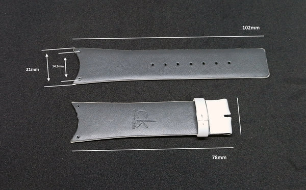 Fits/for Calvin Klein Trust CK K0H23001 , K0H230 , K0H23101 , K0H231 - 21mm White Genuine Leather Watch Band Strap Belt